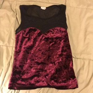 Velvet high line mesh top with sweetheart cup